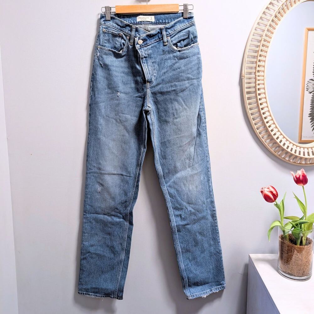 ABERCROMBIE & FITCH The 90s Straight Ultra High Rise Crossover Jeans 27L NWOT